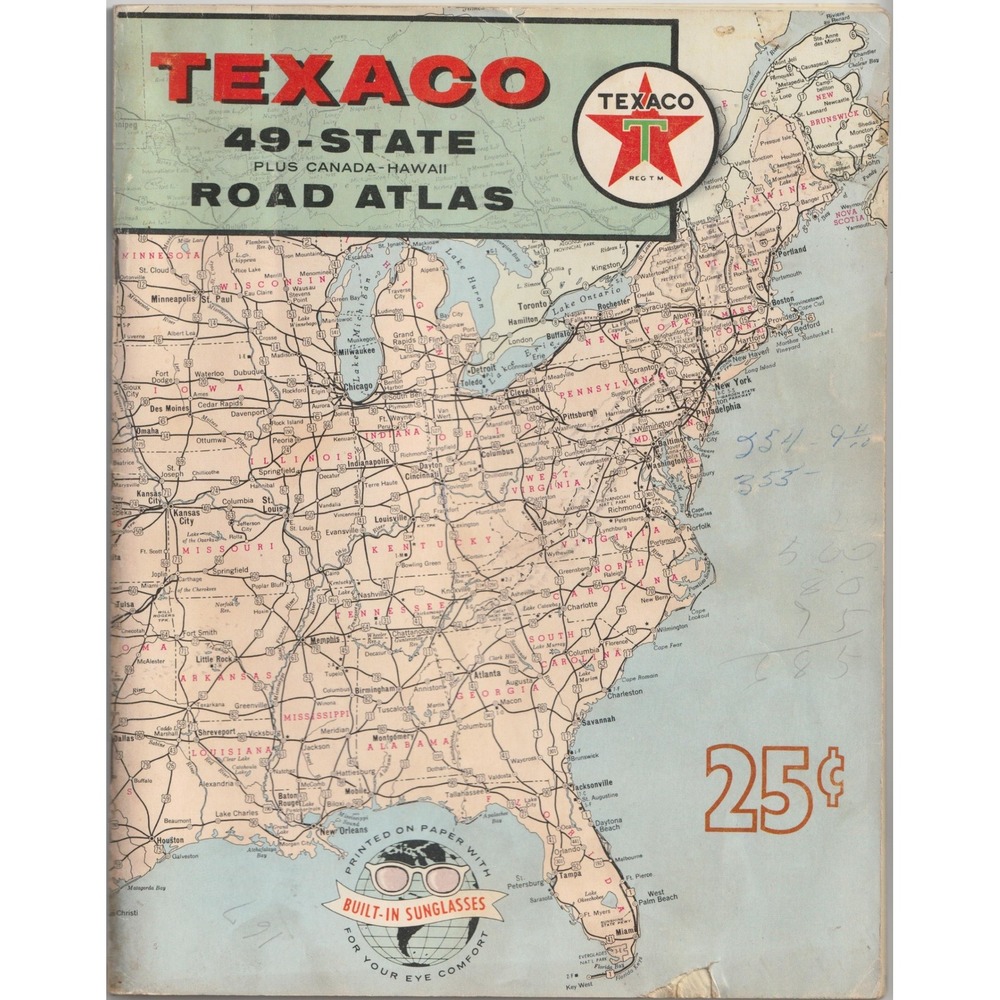 Vintage Texaco 49-State Road Atlas Map Canada Hawaii Rand McNally Gas Station